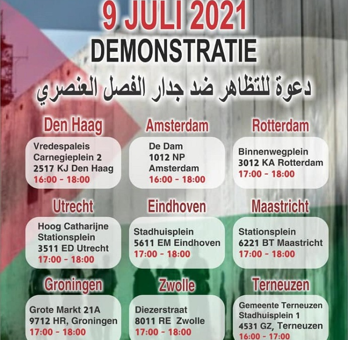 Demonstratie Sloop de apartheidsmuur morgen op Grote Markt